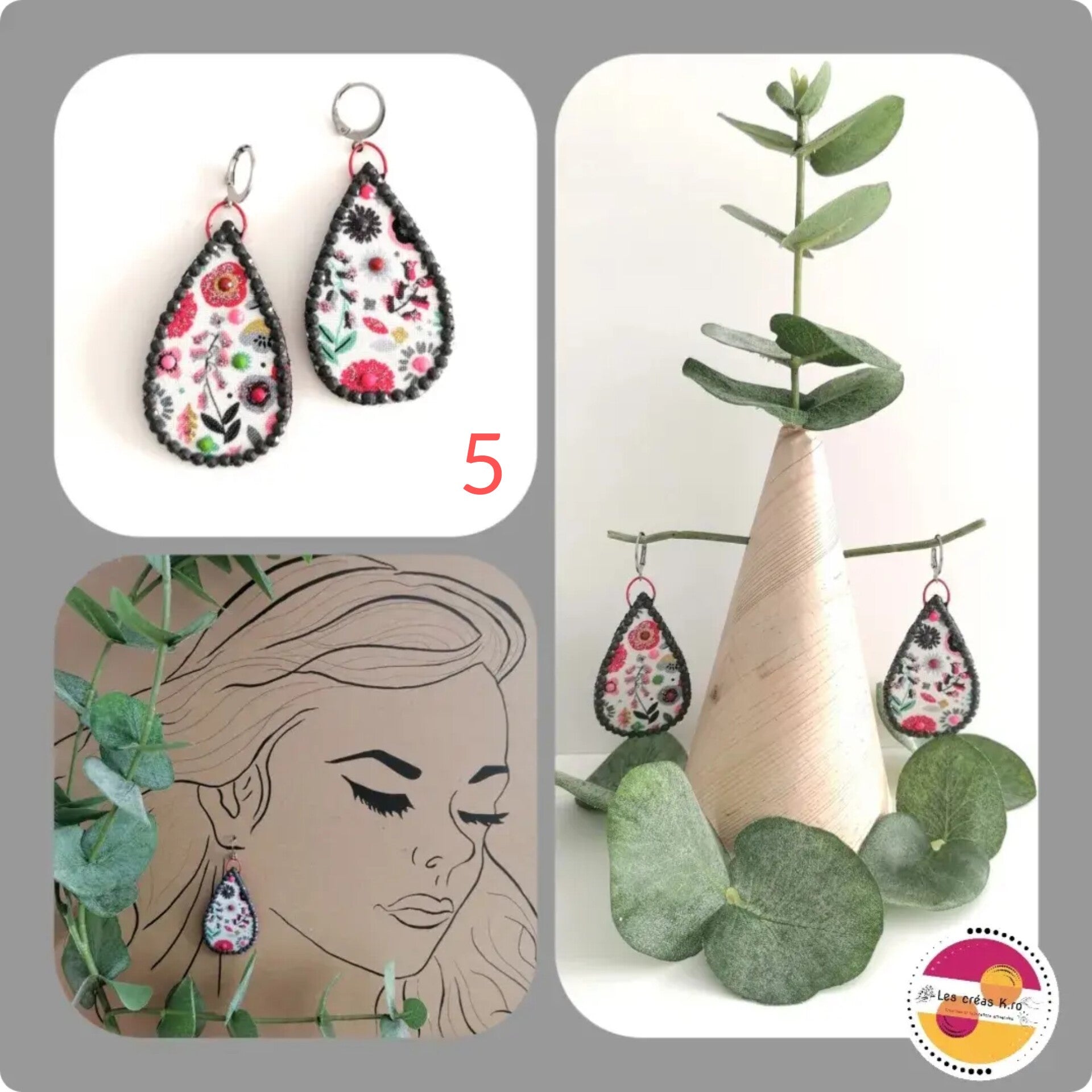 Boucles d’oreilles en tissu - collection GOUTTES