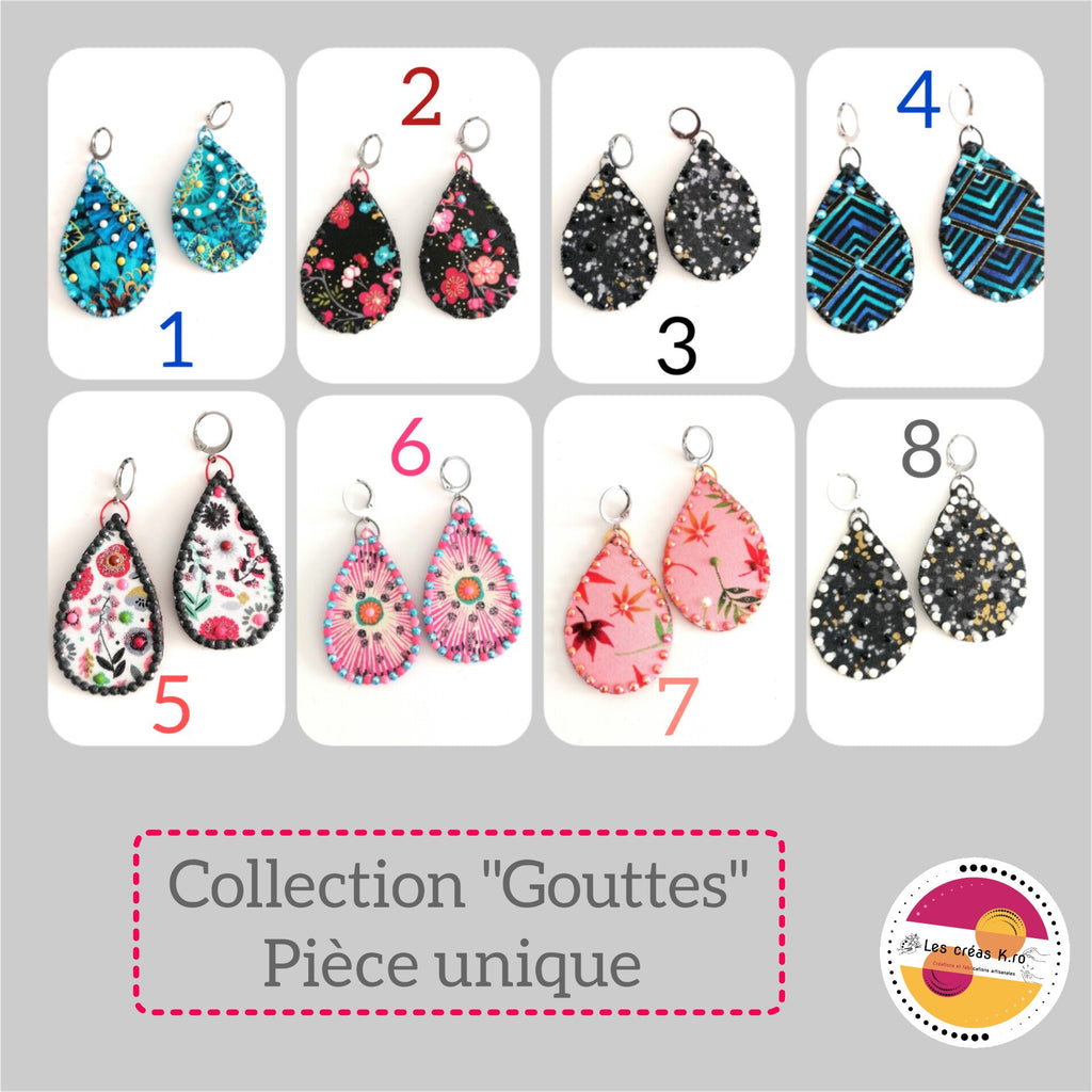 Boucles d’oreilles en tissu - collection GOUTTES