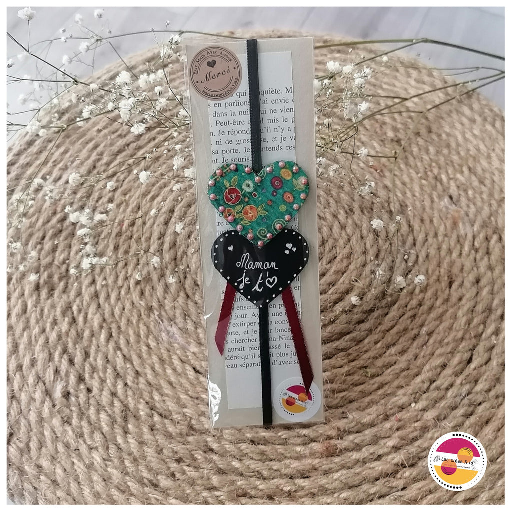 Marque-pages élastique Cœur en tissu.